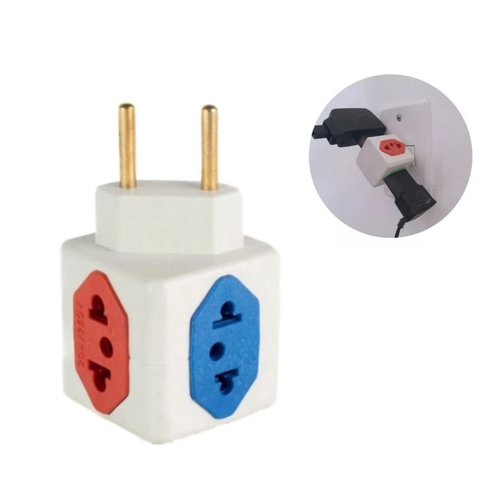 Adaptador De Tomada Benjamim Power Cubo Com 4 Entradas Multiplicador de Tomadas 10A 20A T - Bivolt 110v 220v