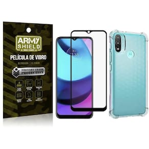 Capa capinha moto e20 + película de vidro 3d - armyshield