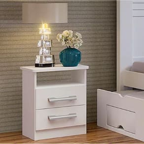 Mesa de Cabeceira Com 2 Gavetas Firenze D Doro Móveis - Branco