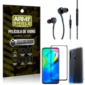 Kit moto g8 power fone extreme+capa anti impacto+película 3d