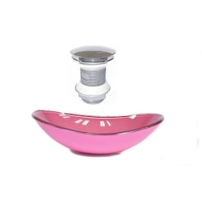 Cuba de vidro oval 55cm rosa + valvula click