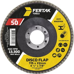 Kit 10 Discos Flap 4.1/2" 115mm Grãos Polimento Acabamento Uniforme Fertak