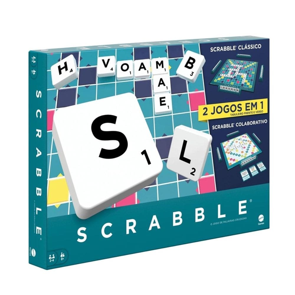 Jogo de Tabuleiro Scrabble Palavras Cruzadas 2 em 1 - Mattel