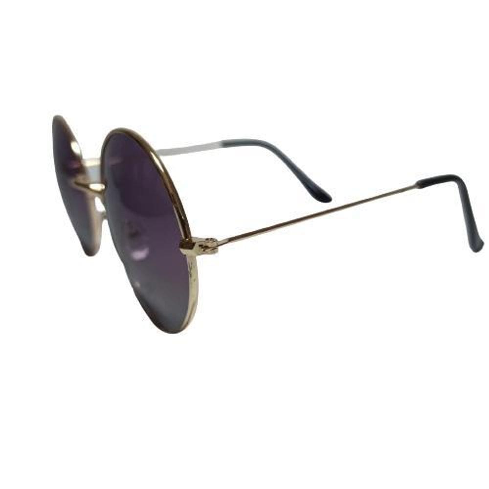 Oculos solar redondo haste metal proteção uv400-dourado
