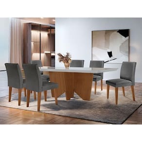 Sala Jantar Evora Canto Reto 6 Cad Grecia Rufato Lin.grafite