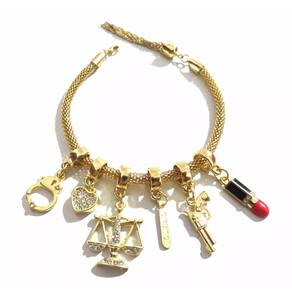 Pulseira coração advogada direito folheado ouro 18k