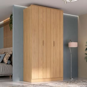 Guarda-Roupa Solteiro Ravi  3 Portas 2 Gavetas 100% Mdf Olmo Italiano - Mambel