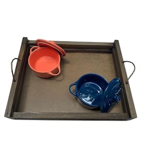 Bandeja Rustica Com 2 Panelinhas De Porcelana - Vai Ao Forno