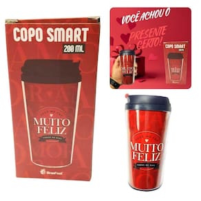 Kit 2Un Copo Viagem Térmico Plástico Vermelho Smart 200Ml