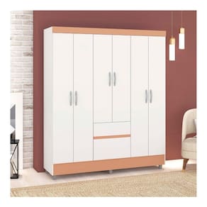 Guarda-roupa Casasl Panama 6 Portas Branco/ Camarim