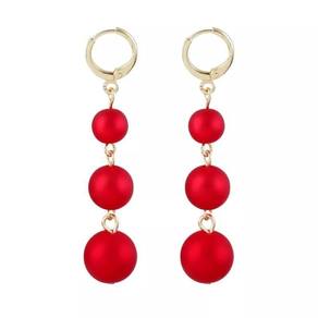 Brincos bolas vermelho com dourado presente de natal