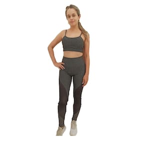 Conjunto fitness top e calça legging zero transparência com detalhe de tela