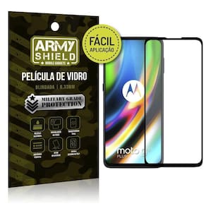 Película de vidro 3d fácil aplicação moto g9 plus-armyshield