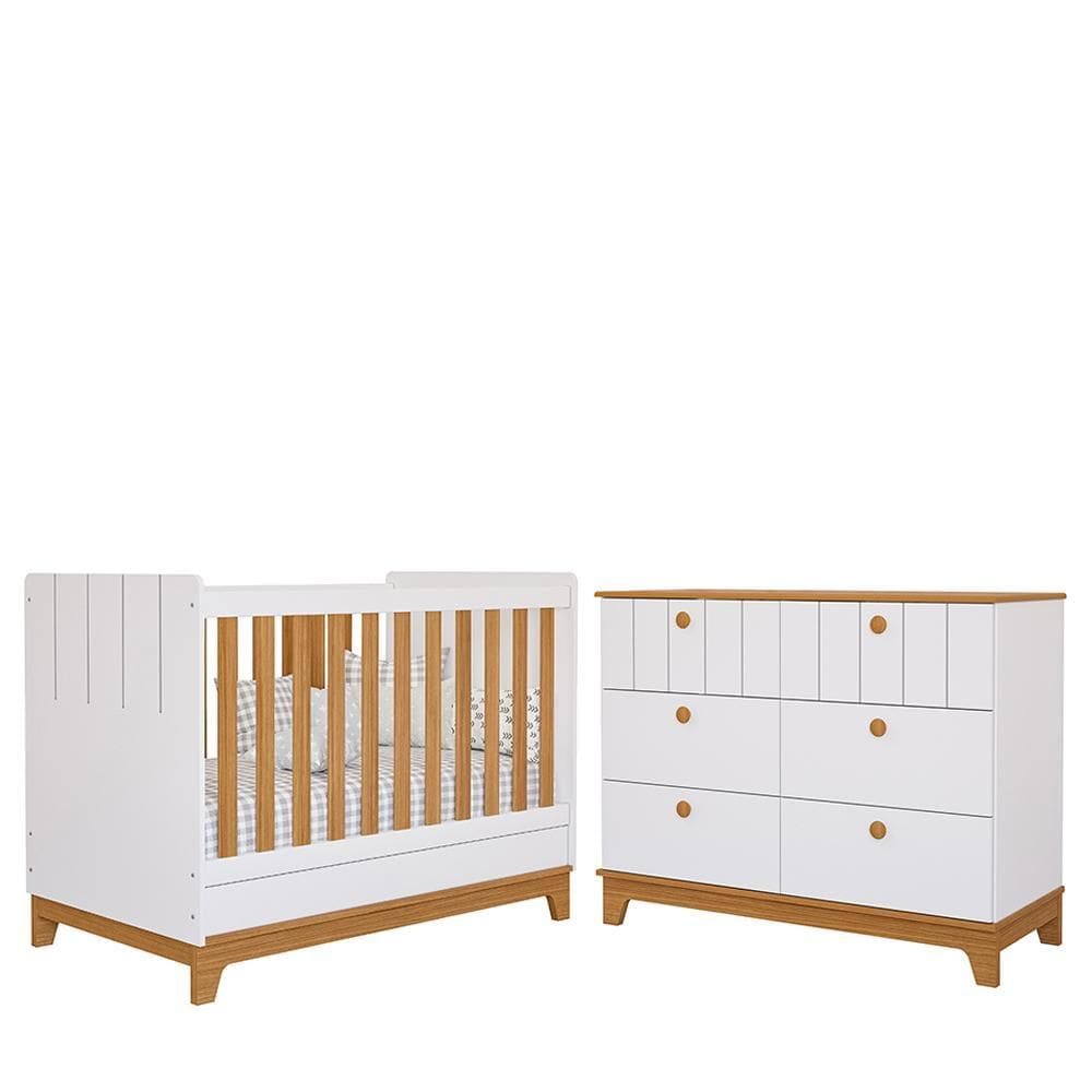 Jogo de Quarto Infantil Biscoito Cômoda 6 Gavetas e Berço - Permóbili Baby