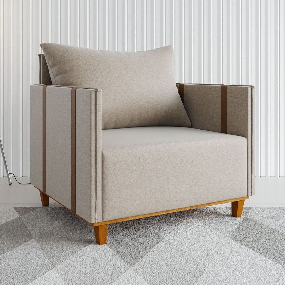 Poltrona Crystal Linho Bronze/Durango - Viero Móveis