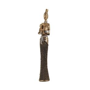 Figura Decorativa Mulher Africana com Bebê de Resina 50cm BravaDecor