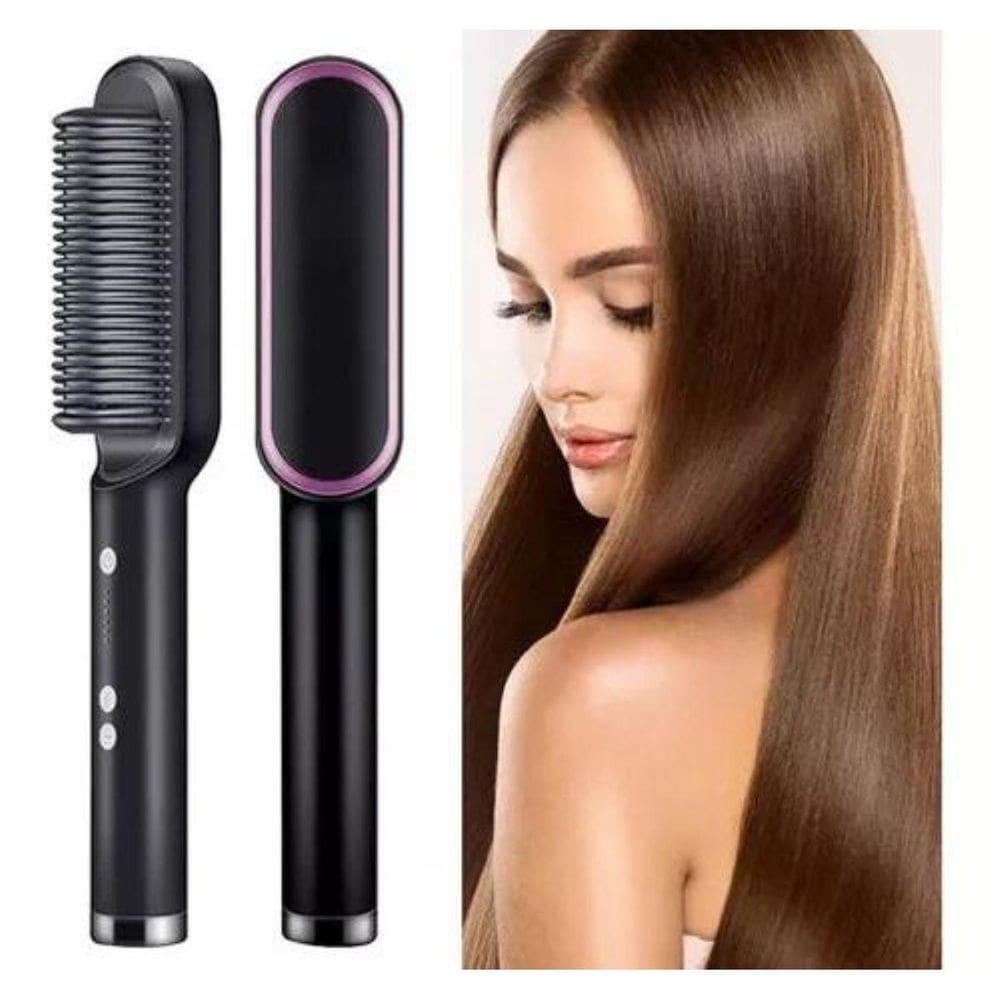 Escova alisadora de cabelo pente elétrico portátil chapinha