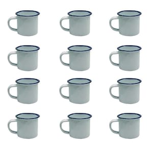 Caneca Esmaltada Retro 350Ml Vintage Jogo 200 Pcs - Branco