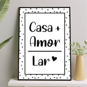 Quadro decorativo 24x18cm com vidro - casa amor lar