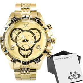 Relogio Dourado Aço Inoxidável Masculino + Caixa Premium