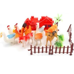 Kit animais fazenda infantil 19 peças plástico