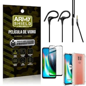 Capa + película 3d motog9play + fone sport hs115