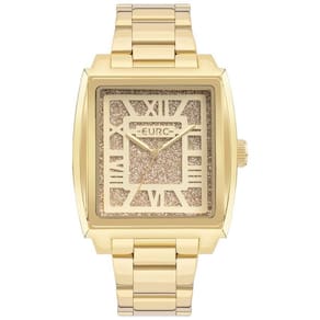 Relógio euro feminino dourado glitter 37mm
