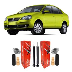 2 amortecedor traseiro kit batente polo sedan 2002 2003 2004