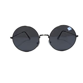 Oculos solar redondo haste metal proteção uv400-grafite