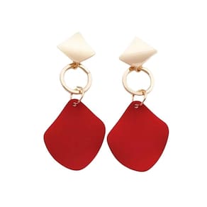 Brincos geométrico luxo vermelho com dourado aniversário