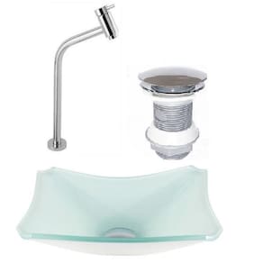 Cuba de vidro retangular 37cm branco válvula torneira