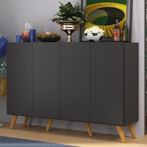 Aparador Buffet 4 Portas Alemanha Br3556 Preto Natural