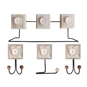 Kit Banheiro Com 2 Toalheiros Duplos + Porta Papel Higiênico + Toalheiro Rustico Artesanal Cor Branco