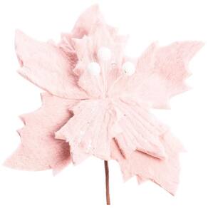 Galho decorativo rosa plush média 20cm natal cromus