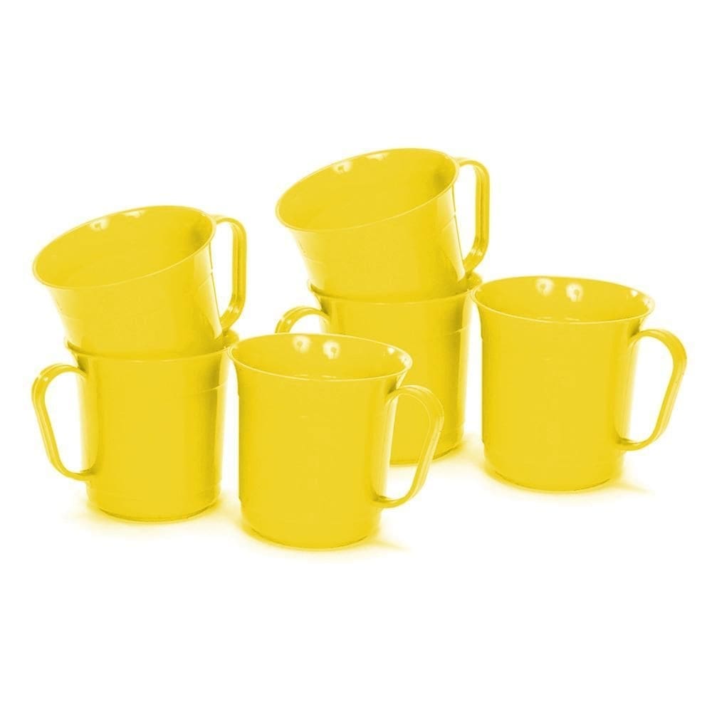 Kit 18 caneca de plástico reforçado livre bpa 300ml amarela