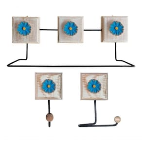 Kit Banheiro 3 Peças Toalheiro Cabideiro Porta Papel Papel Cor Azul