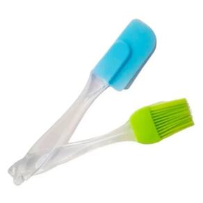 Kit Cozinha Espátula E Pincel De Silicone Cabo Acrílico 23cm