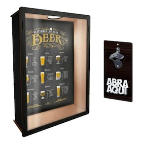 Kit Porta Tampinhas + Abridor Cerveja Parede Decoração Mdf