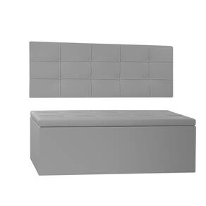 Kit Painel e Calçadeira Baú Solteiro 0,90m Roma Corano Cinza - Pallazio
