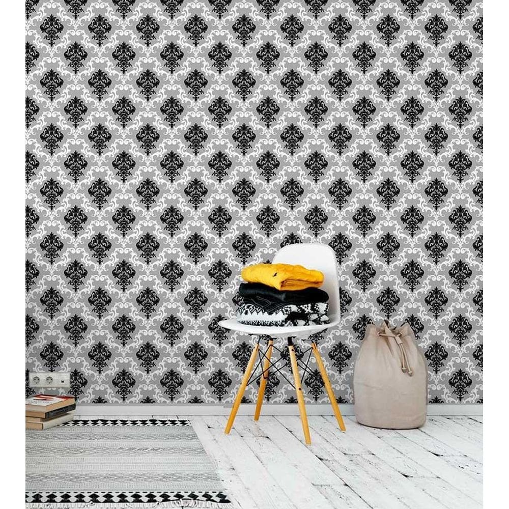 Papel de parede detalhes branco e preto para sala e quarto