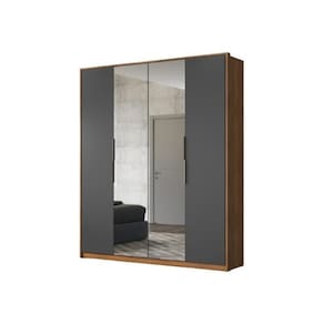 Guarda-roupas Casal Com Espelhos 4 Portas Multimóveis Cr35233 Amêndola grafito