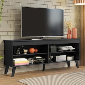 Rack Para Tv Até 65 Polegadas Com Pés Preto Turim Madesa Preto