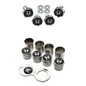 Kit bico de válvula cromado roda + parafusos de placa honda