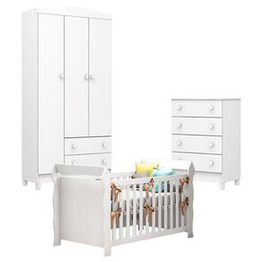 Quarto de Bebê Mel Flat com Berço Americano Lara Branco Brilho - Carolina