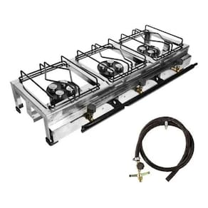 Fogão lx inox 3 bocas mesa semi industrial alta pressão roa