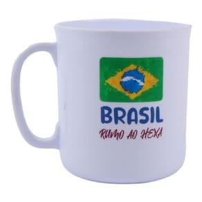 Caneca plástico brasil copa mundo hexa amarela 440ml
