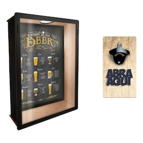 Kit Porta Tampinhas + Abridor Cerveja Parede Decoração Mdf