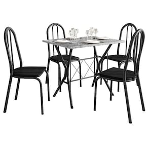 Mesa de Jantar Bruna 100x60 cm com 4 Cadeiras 050 Preto com Granito Ocre Itabira - Artefamol