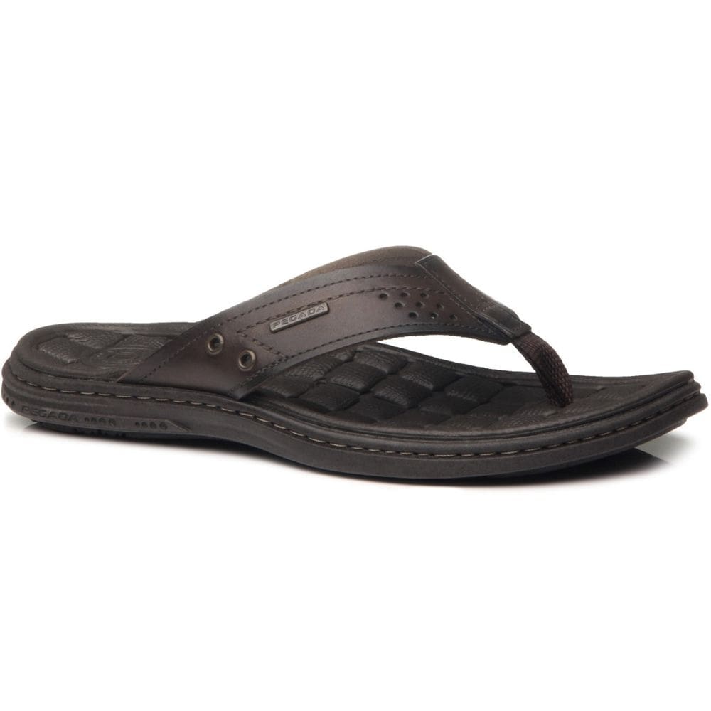 Chinelo Masculino Pegada Couro Conforto Estilo Leve