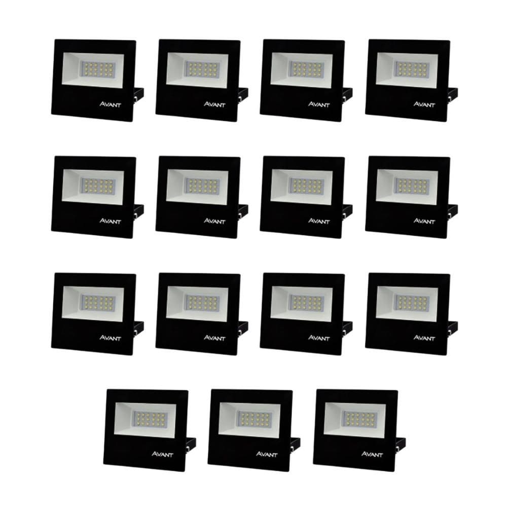 Refletor Led Avant 20W 6500K Bivolt Preto 15 Unidades